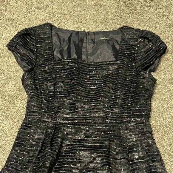 Nanette Lepore 6 Dress Cocktail Mini Metallic Eyelash Striped Mini Black - Picture 3 of 12